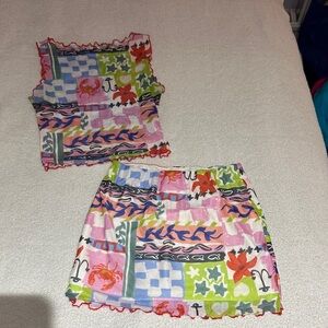 Princess Polly (SIZE:4) 2 Piece SET (TOP+SKIRT) Patchwork Tank and Skirt Set